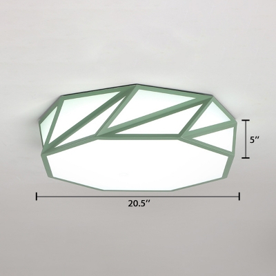 Metallic LED Ceiling Light with Geometric Shape Gray/Green Lighting Fixture for Coffee Shop