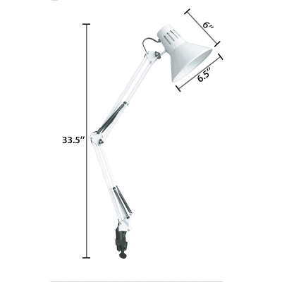 Metallic Swing Arm Desk Light Modern Fashion 1 Light Desk Lamp in White for Library