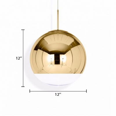 Mirror Ball Pendant Light Modern Fashion Glass Single Light Accent Hanging Lamp in Gold