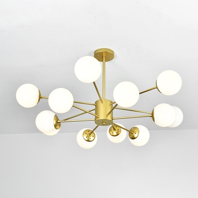 Modern Chic Sphere Hanging Lamp Milky Glass Multi Light Suspension Light for Sitting Room