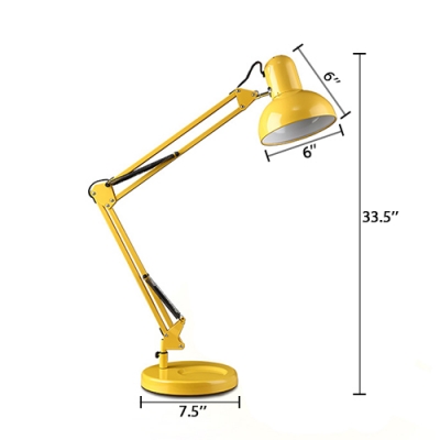 Modern Swing Arm Table Lamp Metal Single Light Table Light in Red/Yellow for Study Room