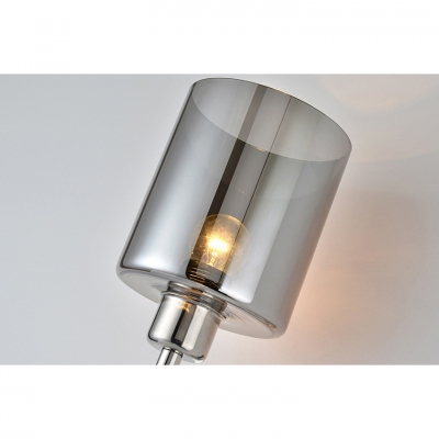 Multi Light Cylinder Chandelier Light Contemporary Smoke Glass Hanging Light for Bedroom