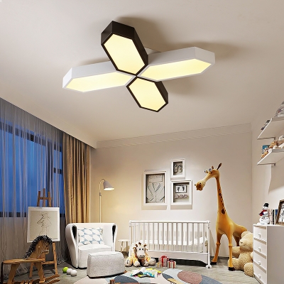 Multicolored Crossed Lines Flush Light Acrylic Decoration LED Ceiling Fixture for Children Bedroom