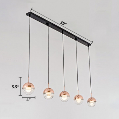 Post Modern Linear Hanging Light Clear Glass 4 Light/5 Light LED Drop Light for Bedroom