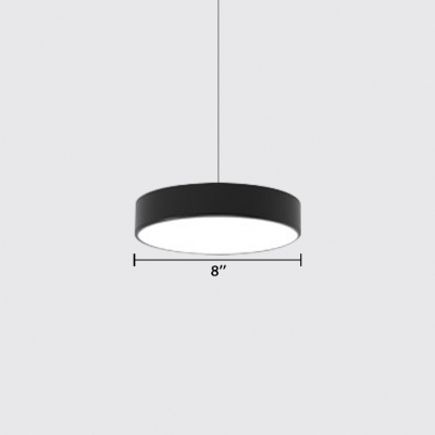 Round Puff Pendant Light Fixtures Modern Simple Style Metal LED Suspension Light in Black/White