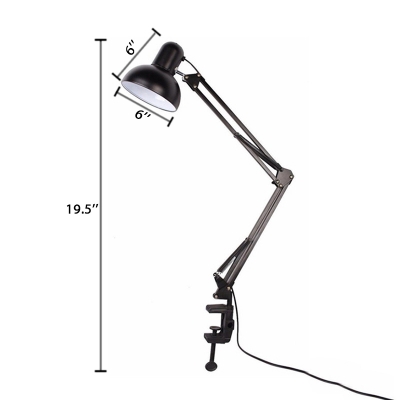 Single Head Dome Desk Lights Contemporary Simple Steel Desk Lamp in Black with Swing Arm