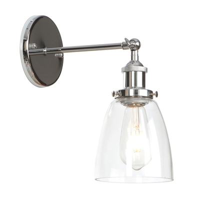Single Light Dome Wall Lighting Industrial Concise Glass Shade Wall Lamp in Chrome for Corridor