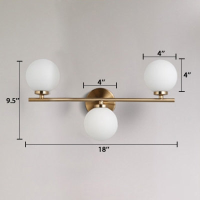 3 Light Orb Wall Lamp Contemporary Opal Glass LED Night Light for Bedside Bedroom