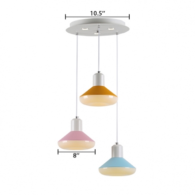 3 Lights Round Canopy Hanging Pendant Macaron Nordic Style Acrylic LED Gourd Pendant Lights