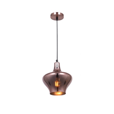 Bottle Suspended Light Modernism Glass Single Light Pendant Lamp in Copper for Hallway