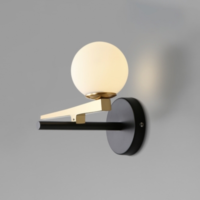 Brass Finish Sphere Wall Light Contemporary Frosted Glass 1 Light Sconce Light for Bedroom