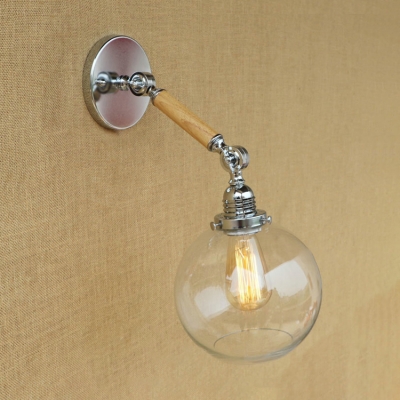 Chrome Finish Orb Wall Light Concise Clear Glass Single Head Ambient Wall Mount Fixture