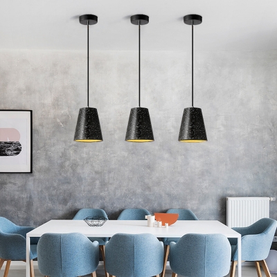 Conical Shade Pendant Lamp Designers Style Eco Friendly Concrete Suspension Light in Black