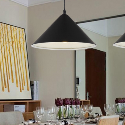 Conical Shade Suspended Light Contemporary Metallic Single Head Pendant Lamp in Black