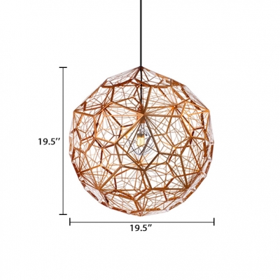 Contemporary Etched Web Pendant Lamp Stainless 1 Light Suspended Lamp in Rose Gold