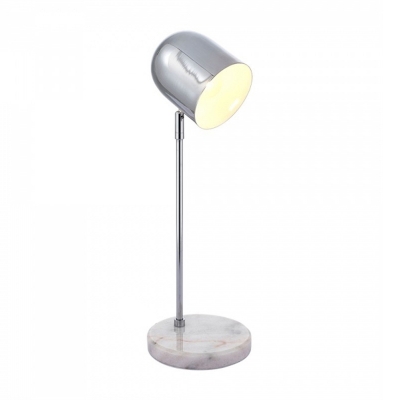 Cup Shade Table Lamp Modern Simple Metal Table Light in Polished Chrome with Marble Base