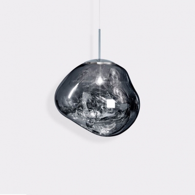 Mirrored Ceiling Pendant Lamp Designers Style Translucent Glass 1 Head Hanging Lamp in Silver