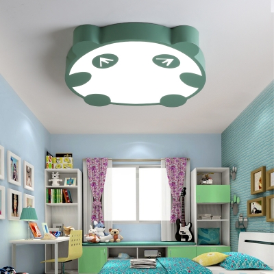 Metal LED Ceiling Lamp with Cartoon Panda Blue/Green/Pink Flush Light for Boys Girls Bedroom