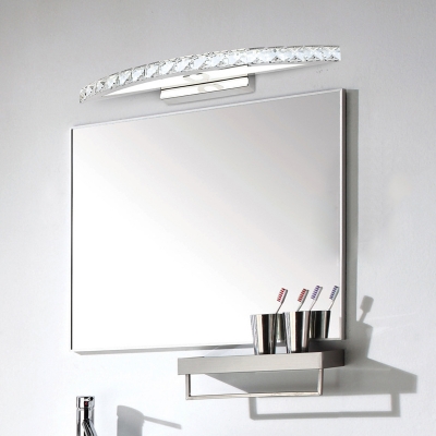 Modernism Crystal Lighting Fixture Stainless Vanity Light in Warm/White for Mirror