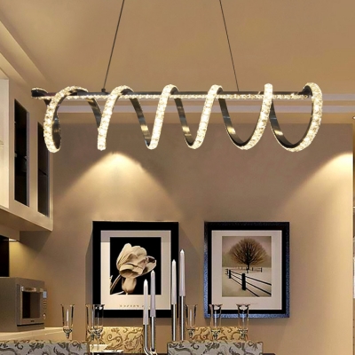 Modernism Swirl Hanging Lamp Crystal LED Chandelier Lamp in Warm/White for Dining Room