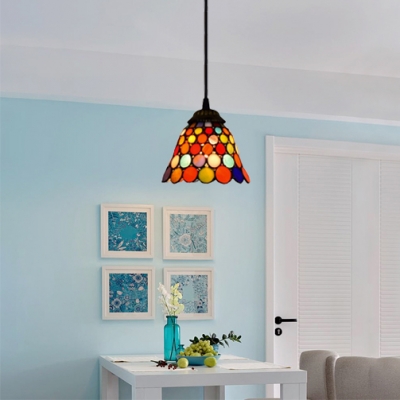 Multi-Colored Loft Ceiling Fixture, 6-Inch, Tiffany Bell Shaped Glass Shade