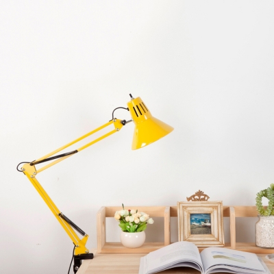 Red/Yellow Cone Reading Light Modern Design Rotatable Metal 1 Head Desk Lamp for Children Room