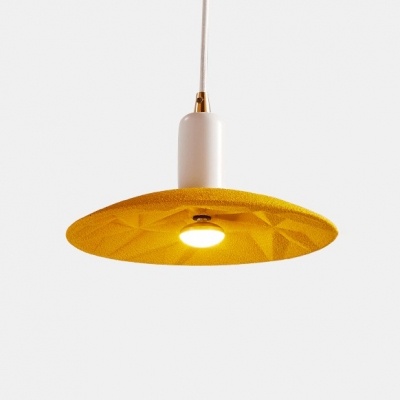 Shallow Round Pendant Lamp Colorful Modern Restaurant Hallway Metallic Single Light Lighting Fixture