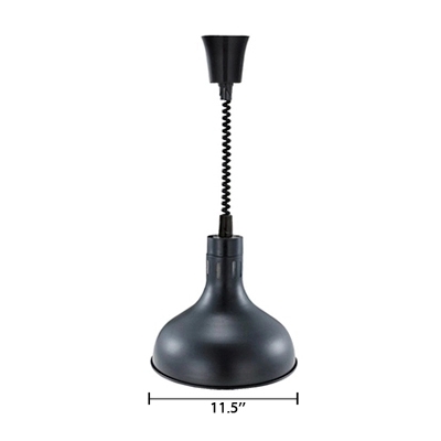 Single Light Dome Suspended Light Industrial Simple Metal Hanging Light Fixture in Black