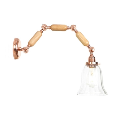 Adjustable Bell Shade Wall Sconce Modern Wood Wall Mount Light in Rose Gold for Study Room