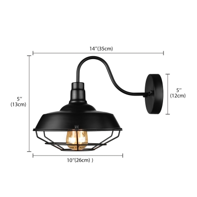 Barn Shade 1 Light Wall Sconce with Wire Guard in Matte Black for Warehouse Farmhouse Porch