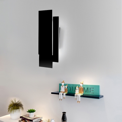 Black Finish Rectangle Sconce Light Modernism Aluminum LED Wall Mount Fixture for Sitting Room