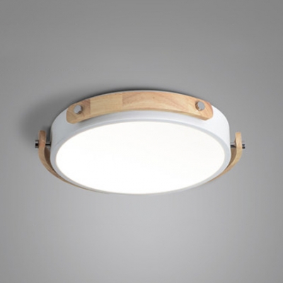 Black/White Circular Ceiling Fixture Macaron Nordic Style Metal LED Flush Light Fixture for Sitting Room