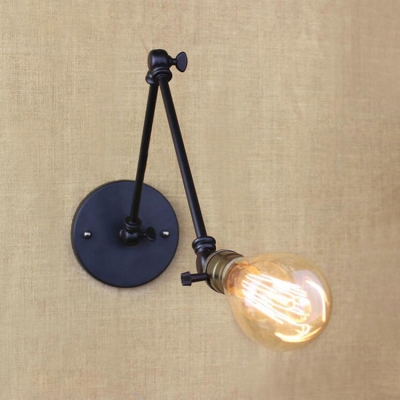 Brass Finish Bare Bulb Wall Light Industrial Adjustable Metallic Single Light Wall Mount Fixture
