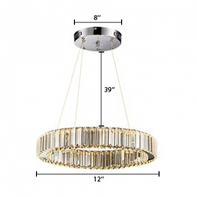 Contemporary Carousel LED Chandelier Crystal Hanging Lamp in Chrome for Living Room