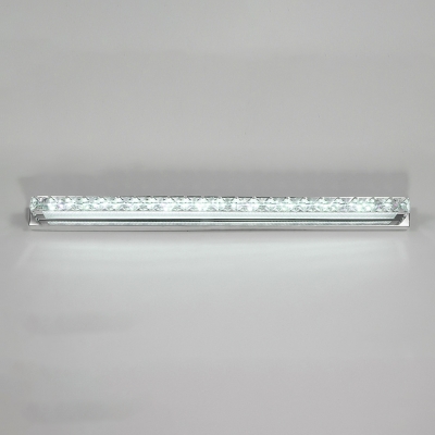 Crystal Linear LED Vanity Light Contemporary Makeup Lighting Fixture in Chrome Finish