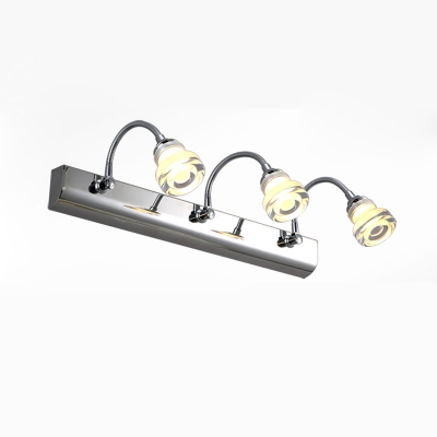 Curved Arm Cosmetic Lamp Simplicity Modern Adjustable Stainless 2/3 Bulbs Wall Light