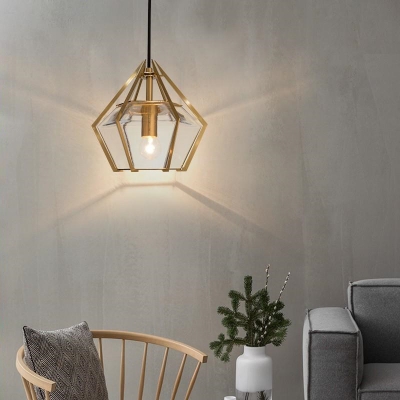 Diamond Suspended Lamp Contemporary Clear Glass Decorative Drop Light for Living Room