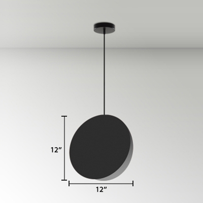 Disc Shade LED Hanging Light Minimalist Designers Style Metal Ceiling Light in Black