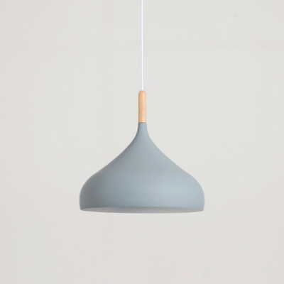 Gray Teardrop Pendant Light Modern Design Wood 1 Head Suspended Light for Living Room