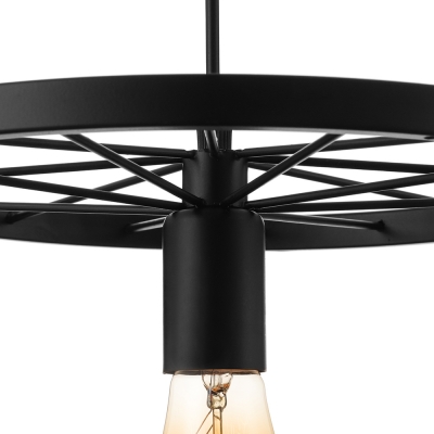 Industrial 12'' Wide Single Light Small Wheel Shaped Indoor LED Hanging Pendant in Black