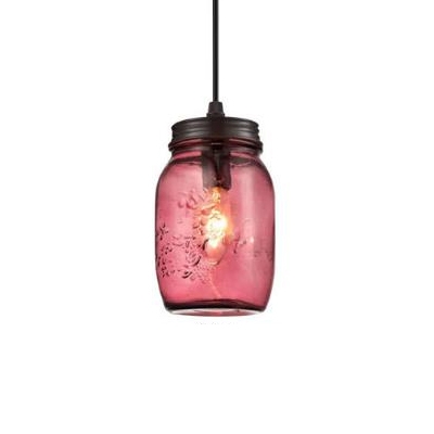 Industrial Hanging Pendant Light in Multicolor, Mason Jar