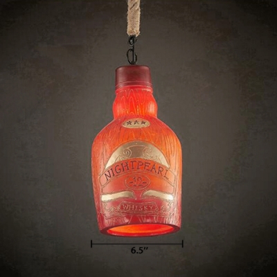 Industrial Vintage Style Red 1 Light Indoor Pendant Light with Rope
