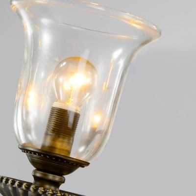 Inverted Bell Wall Light Industrial Clear Glass 1 Head Art Deco Wall Light Fixture in Antique Brass