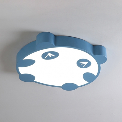 Metal LED Ceiling Lamp with Cartoon Panda Blue/Green/Pink Flush Light for Boys Girls Bedroom