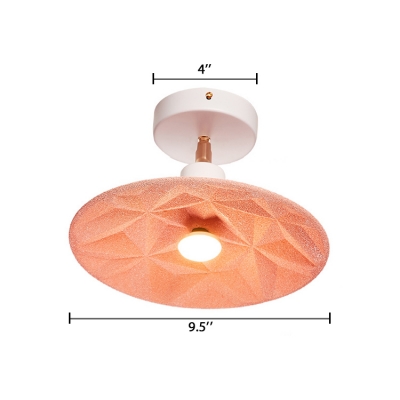 Metal Wall Mount Light with Disc Shade Rotatable Pink/Yellow Single Head Wall Lamp for Foyer Porch