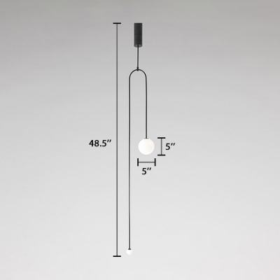 Modern Design Mobile Hanging Lamp Milky Glass 2 Heads Decorative Suspended Light in Black