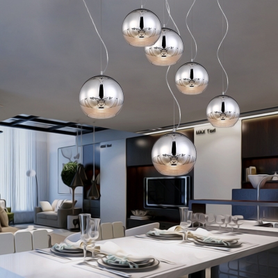 Orb Suspended Light Designers Style Electroplate Glass Single Light Hanging Light in Chrome