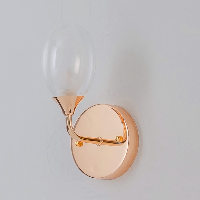 Rose Gold Oval Wall Lighting Minimalist Glass Shade 1 Bulb Small Wall Sconce for Sitting Room