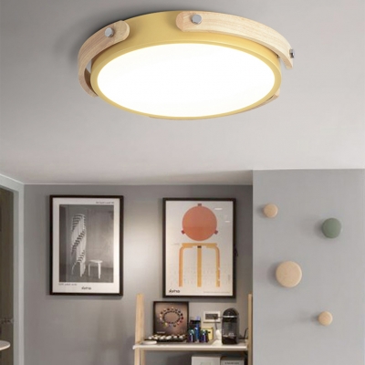 Round Ultra Thin Ceiling Light Modern Macaron Living Room Kids Room Metal LED Flush Light Fixture