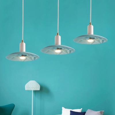 Shallow Round Pendant Lamp Colorful Modern Restaurant Hallway Metallic Single Light Lighting Fixture